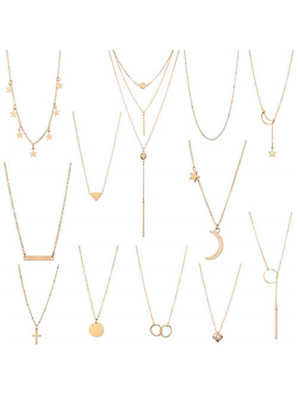 Starain 12Pcs Layered Choker Necklace Fashion Multilayer Chain Necklace Simple
